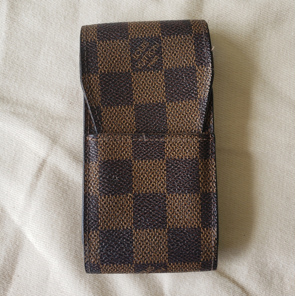 Authentic Louis Vuitton Etui Cigarette Damier Ebene Canvas